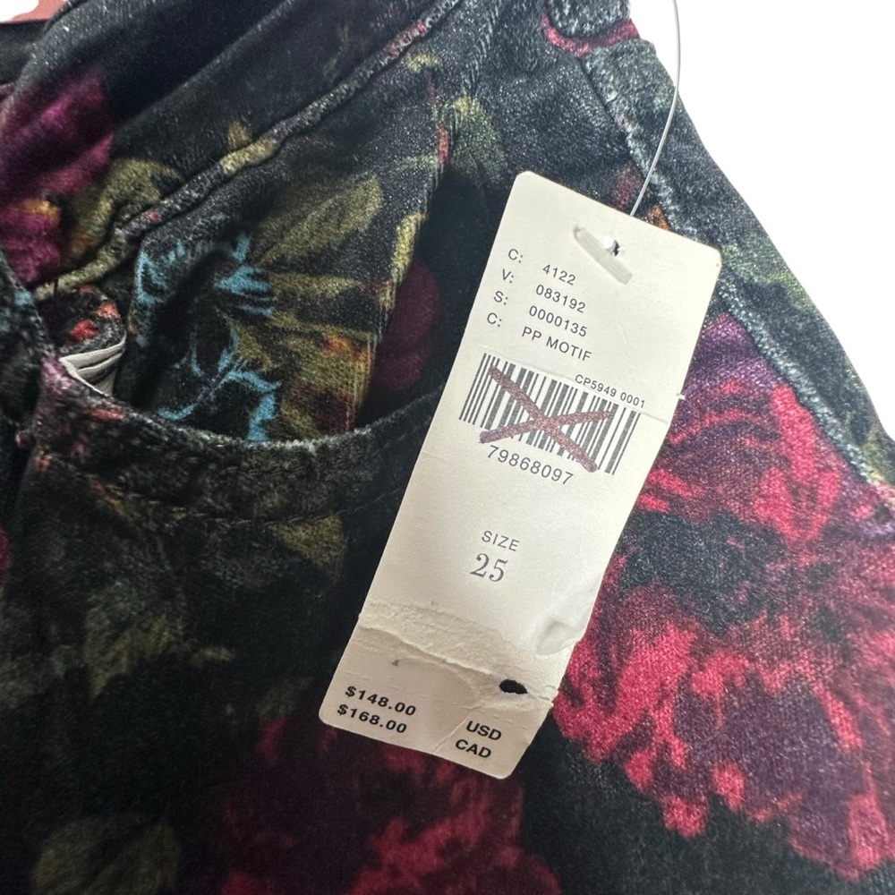 NWT Anthropologie Pilcro Velvet Floral Stretch Jeans 25 - Picture 9 of 16
